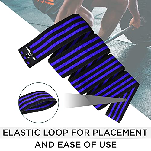 AQF Knee Wraps for Weightlifting Bandage - 78" IPL & USPA Approved (Pair) - color: Blk & Blu