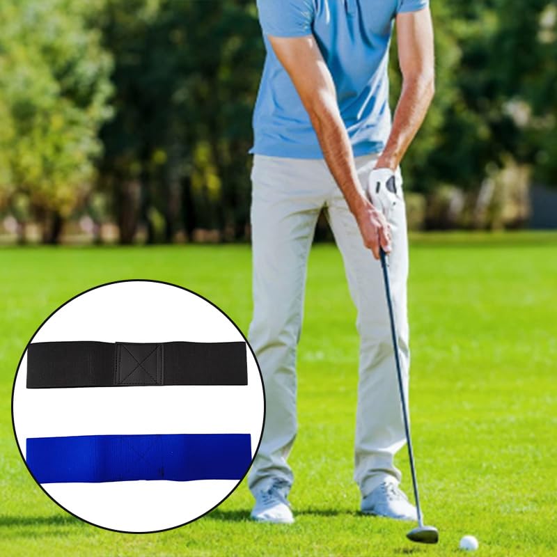 2 Pack Golf Swing Arm Band Golf Training Aid Golf Wrist Training Aid for Golfers Beginners (Black & Blue)
