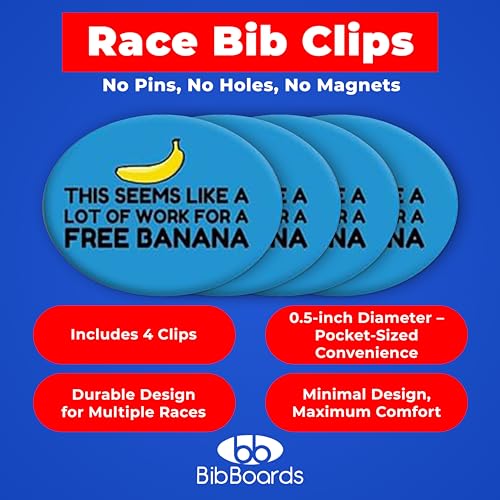 BibBoards bibSNAPS Race Bib Clips, Free Banana, 4 Pack - color: This Seems Like a Lot of Work For a Free Banana