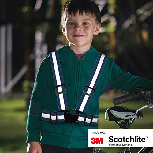 Salzmann Kids Reflective Cross Belt | Hi Vis Adjustable Safety Harness - color: Navy (Child)