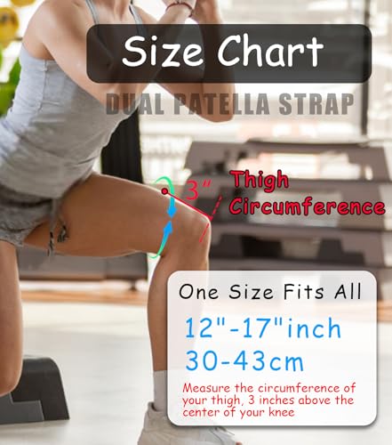 2 Pack Patella Knee Brace with Spring Support,Knee Pain Relief Adjustable Patellar Tendon Support Strap for Tennis, Running, Workout, Arthritis Injury Recovery (Black, One Size)