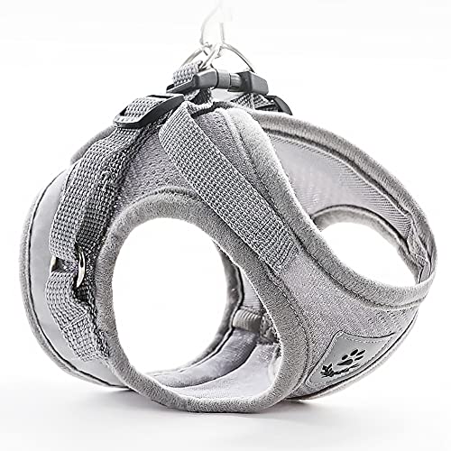 FEimaX Dog Harness and Leash Set for Walking, Soft Mesh Adjustable Easy Control Lightweight Cat Vest Harnesses with Reflective Strips, Escape Proof Small Dogs Cats Vests (Grey, X-Large) - color: Grey, size: X-Large