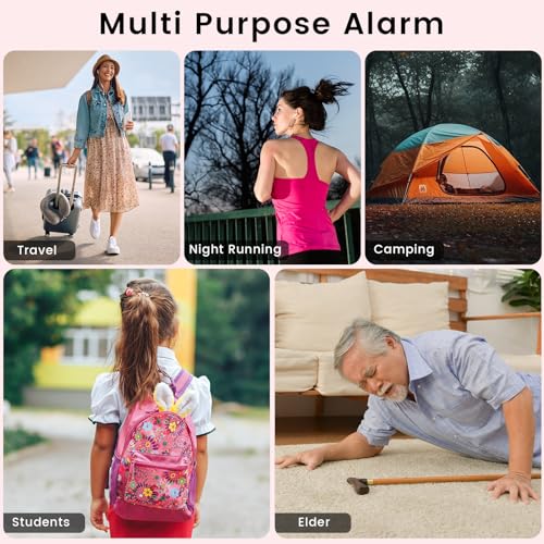 TIPSEAN Personal Safety Alarm - 135dB Ultra Loud Siren with LED Strobe Light, USB-C Rechargeable, Compact Keychain Alarm for Women/Men, Emergency Flashlight & Vibration Alert(Pink) - color: Pink