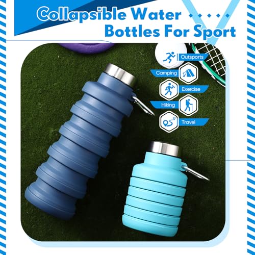 Baderke 2 Pcs Collapsible Water Bottles, 17oz, Navy Blue,Blue - color: Navy Blue,Blue