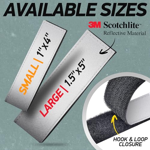 Reflective Backpack Bands | 3M Scotchlite Reflectors | Hook-and-Loop Closure | 1x4 & 1.5x5 in | 2-Pack (Silver) - size: 1.5″ x 5″