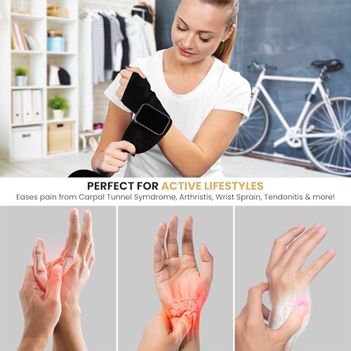 Cordless Wrist Heating Pad for Pain Relief - 5 Heat Levels & Vibration, 3000mAh Rechargeable Battery, 30min Auto-Off, Adjustable Wrap for Arthritis, Carpal Tunnel, Tendonitis - Left/Right Hand