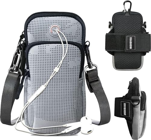 Phone Holder for Running Armband Cell Phone Purse Crossbody for Women Men Kids,iPhone 17 16 16e 15 14 13 12 11 Pro Max Xs Xr X Plus Mini Air Galaxy Ultra S26 S25 S24 S23 S22 Note Bag Arm Band - color: 5-Grey with Crossbody Strap&Hook