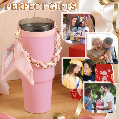 SiliFine Silicone Tumbler Strap Holder with Sling, Carrier - color: Striped Pink