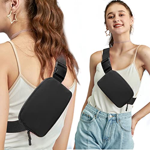 Amazerbst Belt Bag, Fanny Pack, Everywhere Belt Bag,40 Inch Adjustable Strap, for Women and Men,Waterproof - color: Black