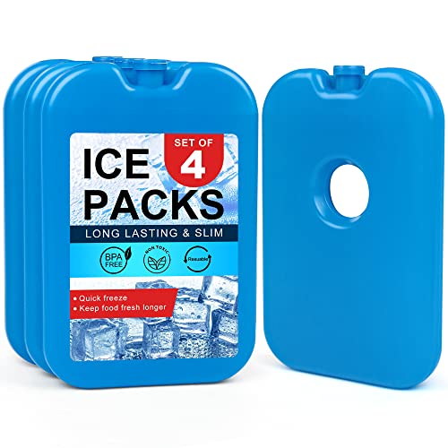 LotFancy Ice Packs for Cooler and Lunch Box, Reusable Freezer Packs - size: 4-Pack