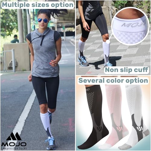 Mojo Compression Socks for Women and Men 20-30mmHg Knee High, A602 - color: Black, size: Small (1 Pair)