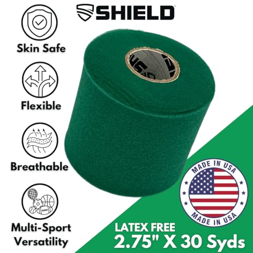 Shield Athletic Underwrap | 2 Roll Pack of PreWrap, Hair Tie, Headband, USA Made, Pre-Wrap Athletic Tape, 2.75" X 30 SYards, Foam Barrier, Flexible, Breathable - color: Green