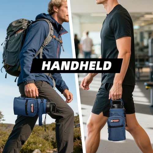 NATURE PIONEOR 26-128 oz Insulated Water Bottle Carrier Holder with Strap - color: Navy, size: 18-26oz