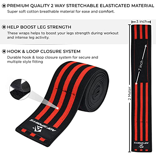 AQF Knee Wraps for Weightlifting Bandage - 78" IPL & USPA Approved (Pair) - color: Blk & Red