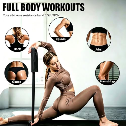 Long Resistance Bands for Working Out, Physical Therapy, Yoga & Pilates - color: Black