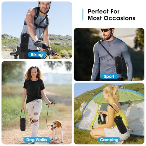 ToLuLu 25/32/40oz Water Bottle Carrier Bag Pocket,Insulated Neoprene Adjustable Shoulder Strap Water Bottle Pouch Case, Crossbody Water Bottle Holder Sling Sleeve for Men Women Adults - color: Black, size: 25 OZ