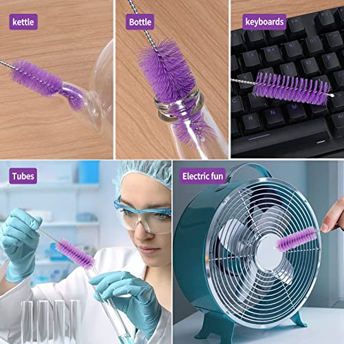 CiaraQ Bottle Cleaning Brushes, 8 Inch Nylon Tube Brush Set - color: Purple, size: 8.0 Inch (10pcs)