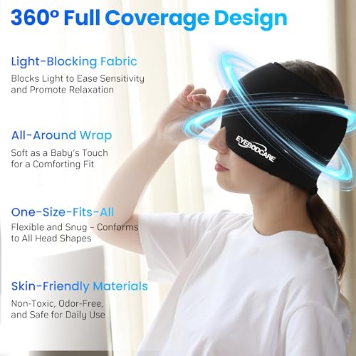 Migraine Relief Cap, Reusable Cold Compress Headband,1pcs - color: Black‑eyemask