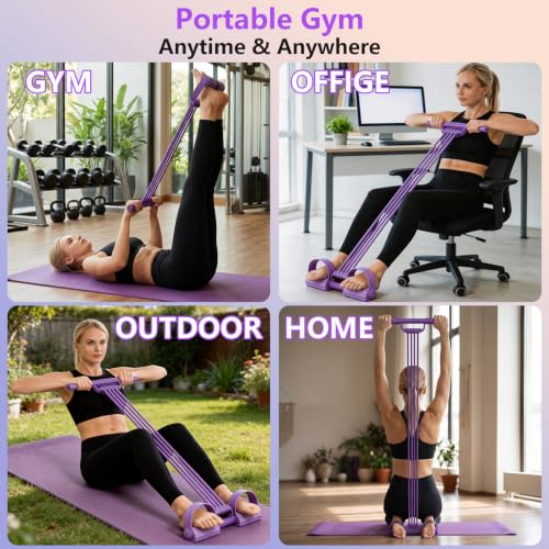 Pedal Resistance Band with Handle,10 Adjustable Levels, 8-80 LBS - color: 10-Tube Pink