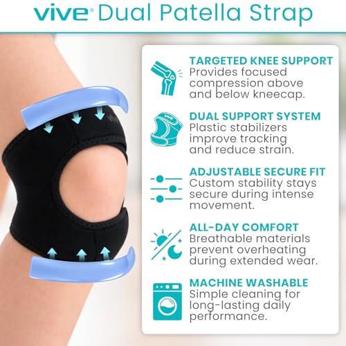Vive Patellar Dual Strap Knee Support - Knee Stability Brace for Men - size: Large