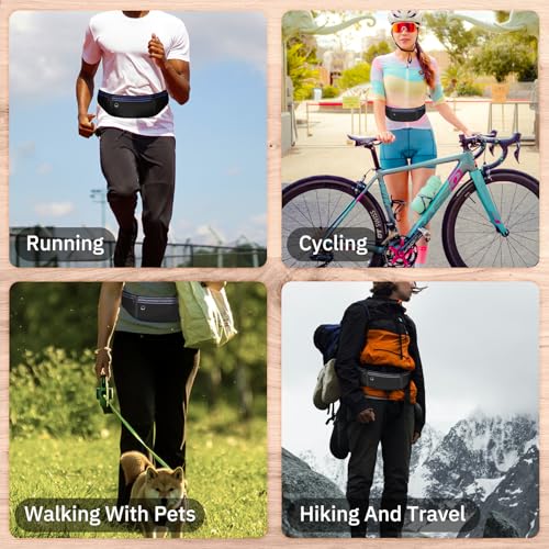 Running Belt Water Bottle Holder Phone Waist Pack Hydration Bag - color: Black