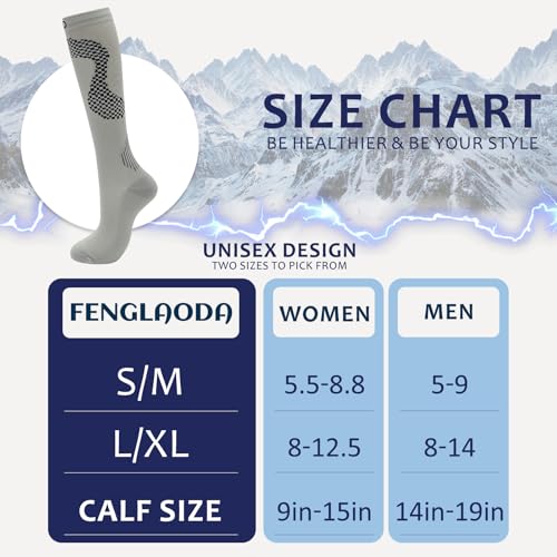 fenglaoda 8 Pairs Compression Socks for Men & Women 20-30 mmHg Knee High Nurse Pregnant Running Medical and Travel Athletic - color: 27-8 Pairs-04, size: Small-Medium