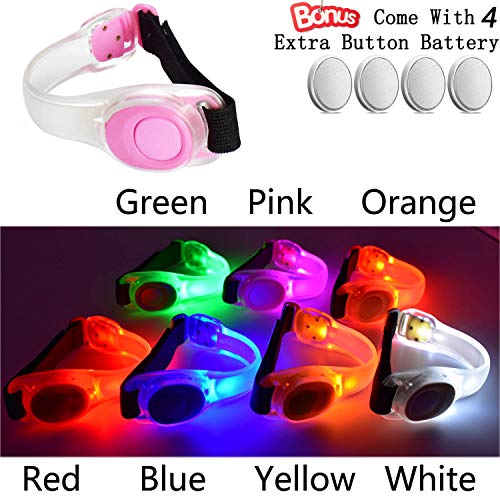 Premium LED Light Up Armband, Reflective Adjustable Wearable Silicone Running Belt Strap/Waterproof Glow in The Dark for Running Jogging Walking Cycling Concert Camping Outdoor Sports - color: Pink - 4 Pack