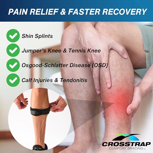 Calf & Shin Supports, Shin Splint Brace | Adjustable Neoprene Shin Splint & Leg Compression Support Strap | for Strains, Injuries, Pain - size: Large (2 Straps)