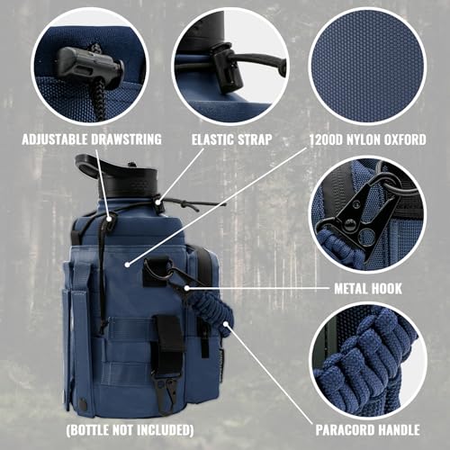 NATURE PIONEOR 32 64 128oz Tactical Water Bottle Pouch, MOLLE Bottle Holder - color: Deep Blue, size: 64OZ