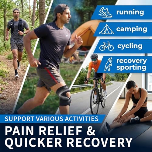 Knee Brace for Men and Women, Dual X-Straps and 4 Side Stabilizers - color: Black, size: X-Large
