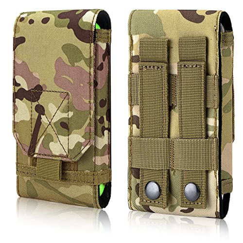 Tactical Molle Phone Holster Pouch, Universal Belt Waist Bag for iPhone 18 Pro Max/17 Pro/17/16 Pro Max/15 Pro Max/14 Pro Max/13, Samsung S26 Ultra/S25/S24, Size L - color: Camo(1 Pack)