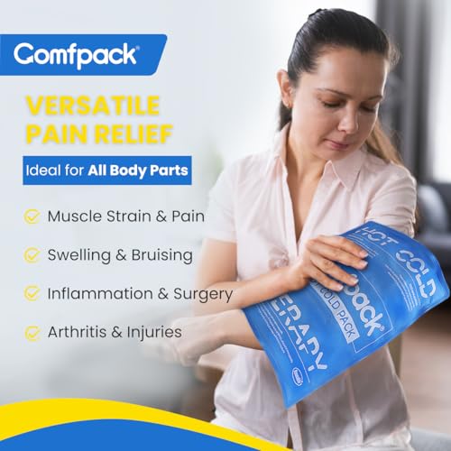 Comfpack Soft Ice Packs for Injuries Reusable, Double Side Hot Cold Therapy - size: 11.2×14.7 Inch