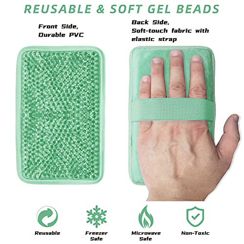 Gel Ice Pack for Injuries Ice Bag with Strap-1 Pack Reusable Hot Cold Pack - color: Green-1 Pack