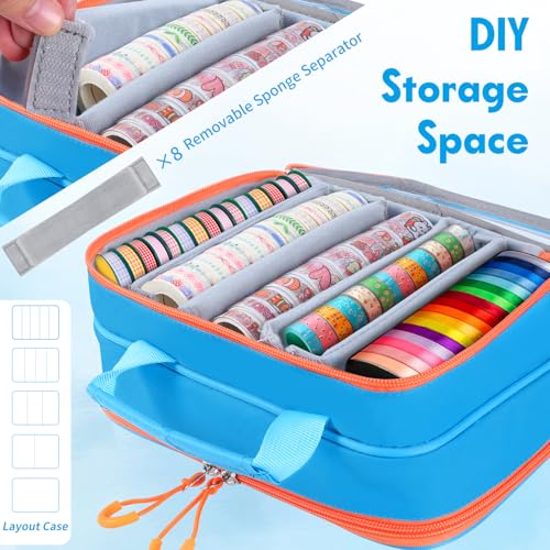 Washi Tape Box Organizer Clear Sticker Storage Box with Adjustable Division