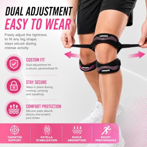 1 Pack Pink Dual Patella Knee Strap, Knee Pain Relief Support - color: Pink