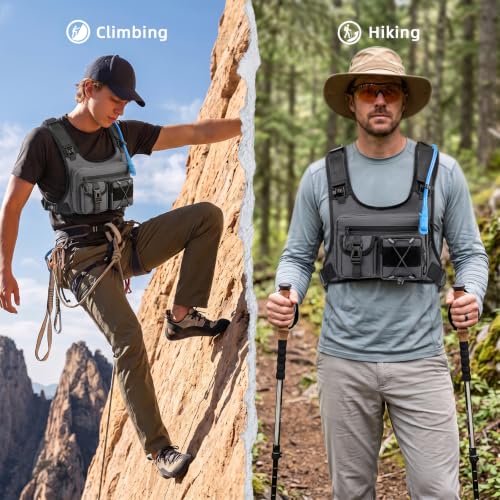 Criuage USA Patent Running Hydration Vest Backpack, Lightweight Chest Pack with 2.0L Water Bladder Bag Daypack for Hiking Running Cycling Race Marathon for Women Men - color: Grey-02