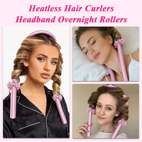 Rods Curlers Set Foam Hair Curlers for Short and Long Hair, No Heat Foam Rollers(Pink) - color: Pink
