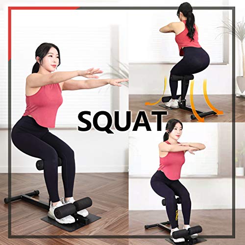 INNOLIFE Sissy Squat Machine Adjustable Height, Protective Foam Thick Steel Fitness Home Gym - color: Black & Red