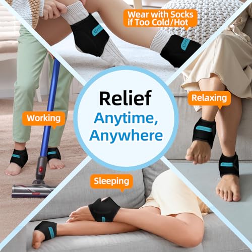 Comfytemp Ankle Ice Pack Wrap for Sprained Ankles, Plantar Fasciitis, 2pcs - color: Black, size: Standard