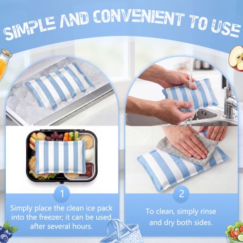 VIHOSE 2 Pcs Ice Packs for Lunch Box Bag - color: Blue, style: Stripe
