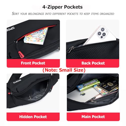 Fanny Pack Men Women Water-resistant Sports Waist Pack Small Bumbag Unisex - color: Black