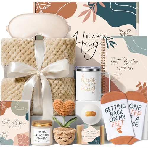 Get Well Gifts Basket for Women After Surgery Recovery Cancer Care Package - color: Light Tan