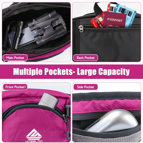 Fanny Pack Waist Bag with Water Bottle Holder for Men Women Running Hiking Travel Dog Walking Workout Cycling Outdoor (Pink) - color: Pink