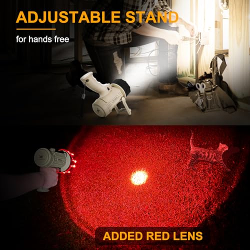 YIERBLUE Rechargeable Spotlight Floodlight Combo 2200,000 High Lumen LED, IP67 Waterproof Spot Light COB Flood Light, Impact Resistant Handheld Spotlight with Foldable Stand and Detachable Red Lens - color: Pearl Ultra