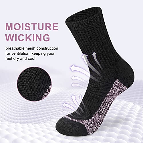 cuangya Women Crew Socks Athletic Cushioned Running Hiking 3-5 Pairs - color: 5 Pairs Classic Retro, size: 8-10