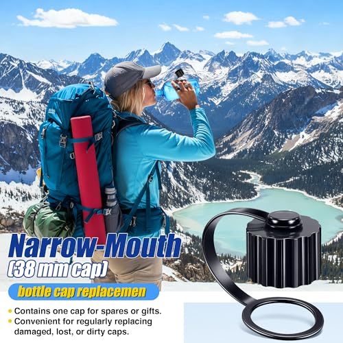 Narrow Mouth Water Bottle Replacement Lid - color: Black