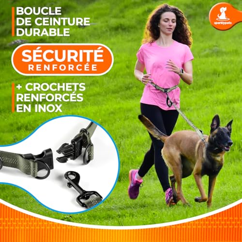 SparklyPets Hands Free Dog Leash, Medium & Large (Olive Green, 1 Dog) - color: Olive Green, size: 1 dog M/L