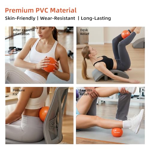 4 Inch Pilates Ball, Small Exercise Therapy Ball for Pelvic Floor Training, Myofascial Release & Core Strength, Premium PVC Massage Ball for Yoga, Stretch, Posture Correction, Fascia