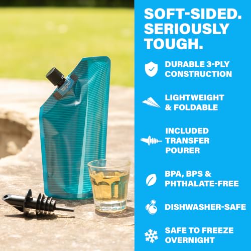 Vapur Portable Flask, Discrete Collapsible Flask With Pour Spout, Enjoy Your Beverage On The Go, Perfect for Tailgates, Cruises, Concerts and Camping, 10 Ounce, Teal, Pack of 1