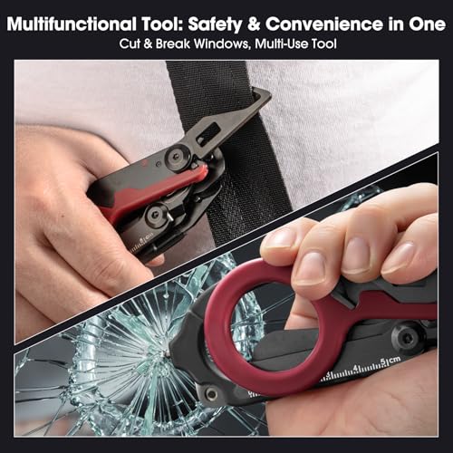 6-in-1 Heavy-Duty Emergency trauma shears (Red black) - color: Red Black